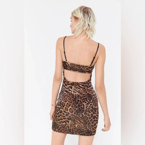 Tiger Mist Frankie Womens Velour Animal Print Cocktail Dress Size Large Bodycon - Picture 4 of 10